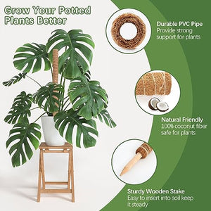Joyhalo Moss Pole for Plants 48.7 Inch, 4 Pcs Stackable Moss Poles, 15.7 Inch Moss Pole Monstera Plant Support, Plant Stakes for Plants Indoor with Jute Rope & Name Label