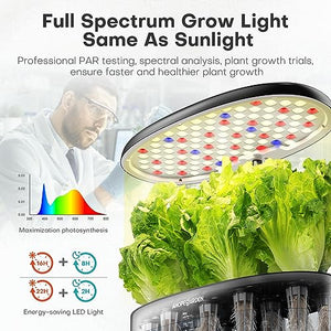 Indoor Garden Hydroponics Growing System: 12 Pods Plant Germination Kit Herb Garden Kit Growth Lamp Countertop with LED Grow Light Hydrophonic Planter Grower Harvest Vegetable Lettuce