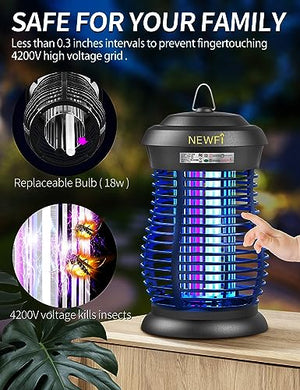 New Fi Bug Zapper,Two-Color Electronic Waterproof Fly Trap,Insect Zapper,Mosquito Killer Outdoor and Indoor for Home,Kitchen,Backyard,Camping (Bug Zapper)