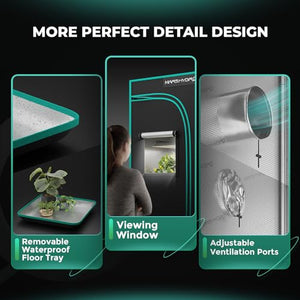MARS HYDRO 2x2 Advanced Grow Tent, 24"x24"x55" High Reflective Mylar 1680D for Hydroponics Indoor Plant Growing, with Observation Window,Floor Tray and Smooth Zipper for TS600/SP150
