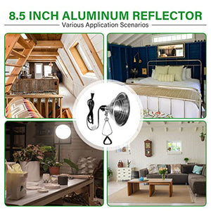 Simple Deluxe 2-Pack Clamp Lamp Light with 8.5 Inch Aluminum Reflector up to 150 Watt E26 (no Bulb Included), Silver and Black