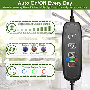 Shyineyou Grow Lights for Indoor Plants Full Spectrum,80 LEDs Plant Light for Indoor Plants with 3/9/12H Timer,4 Heads Clip On Plant Grow Light with 3 Modes,20%-100%