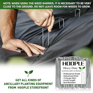 HOOPLE Premium Garden Weed Barrier Landscape Fabric with Free Landscape Staples, Durable & Heavy-Duty Weed Block, Superior Weed Control with 20 Staples(3.2oz 3ft*50ft)