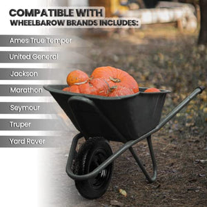 AR-PRO 4.80/4.00-8" Flat Free Tire - 14.5”D x 3.2”W Universal Solid Wheelbarrow Tire with 3” Hub and 5/8” Bearings – Extra Adapter kit includes 3/4” Ball Bearings, 1” and 1/2” Nylon Spacers