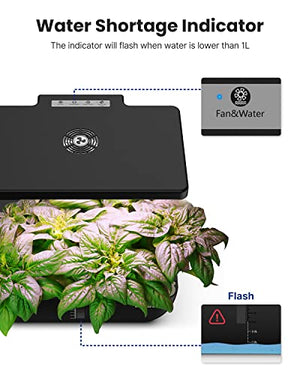 iDOO 12 Pods Hydroponics Growing System with 6.5L Water Tank, Hydro Indoor Herb Garden Up to 14.5", Plant Germination Kit with Pump System, Fan, Grow Light for Home Kitchen Countertop Gardening