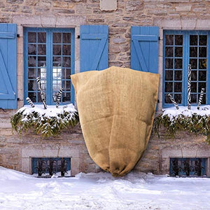 40 × 47 Inch Burlap Winter Plant Cover Bags- Large Size Plant Frost Protector with Drawstring Reusable Plant Covers Freeze Protection Tree Freeze Blanket for Outdoor Garden Plants from Animal Eating