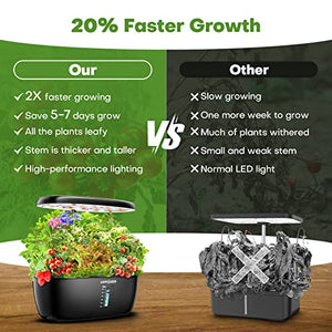 Indoor Garden Hydroponics Growing System: 12 Pods Plant Germination Kit Herb Garden Kit Growth Lamp Countertop with LED Grow Light Hydrophonic Planter Grower Harvest Vegetable Lettuce