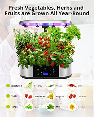 WiFi 12 Pods Hydroponics Growing System 36W Full Spectrum Grow Lights, 3 Planting Modes with Traction Hook, Silent Pump System, Automatic Timer, Up to 30" Height Adjustable, Ideal Gardening Gifts