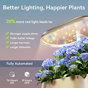 inbloom Hydroponics Growing System, Upgrade Indoor Herb Garden 3.0 with More 20% Red Grow Light, Plants Germination Kit, No Installation, Height Adjustable, Automatic Timer, Gifts for Friend - Gold