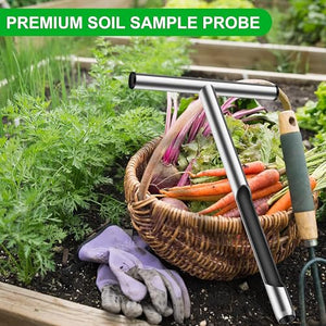Soil Sampler Probe 12 Inch - Tubular Contractor Grade Enforced T Handle - Stainless Steel with Core Sampling Area - Includes Soil Sample Kit