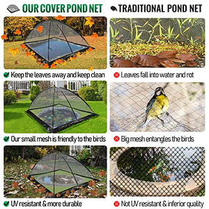 Happybuy Pond Cover Dome, 10x14 FT Garden Pond Net, 1/2 inch Mesh Dome Pond Net Covers with Zipper and Wind Rope, Black Nylon Pond Netting for Pond Pool and Garden to Keep Out Leaves