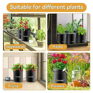 GROWNEER 6 Buckets + Air Pump DWC Hydroponic System, 5 Gallon Deep Water Culture Buckets with Air Stone and Water Level Device, Hydroponics Growing System for Indoor Outdoor Leafy Vegetables Herbs