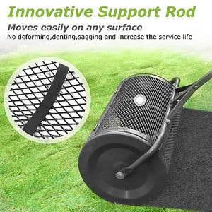 Seeutek Compost Spreader Peat Moss Spreader, 24" Lawn Garden Spreader W/Upgraded Side Latches Support Rod Durable Powder Coated Metal Mesh Top Dressing Spreader for Manure, Topsoil, Black