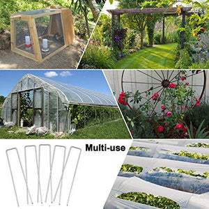 Petgrow 6 Inch Garden Stakes Galvanized Landscape Staples,U-Type Turf Staples for Artificial Grass, Rust Proof Sod Pins Stakes for Securing Fences Weed Barrier, Outdoor Wires Cords Tents Tarps