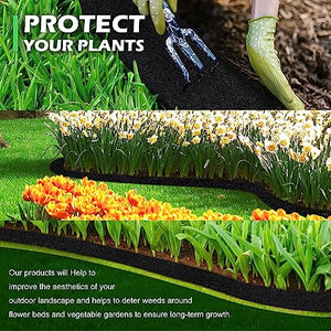 140" x 5.5" Rubber Mulch Border for Landscaping-Black Permanent Garden Mulch Barrier - Recycled Rubber Mulch Mat Roll for Plants, Vegetables, and Flowers
