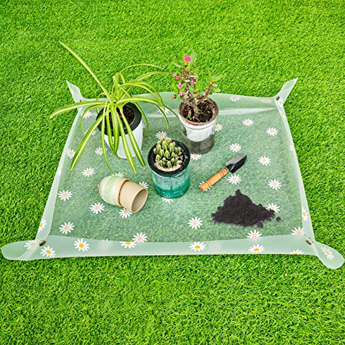Azureblue Repotting Mat for Indoor Plants Waterproof Clear Potting Mat Foldable Plant Potting Repotting Tray Portable Gardening Tray to Control Mess for Indoor House Plants Succulents 31.5 x 23.6