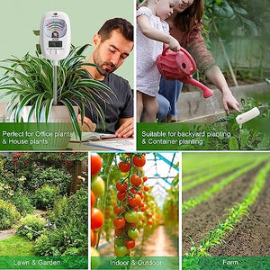 HSLGOVE Soil Moisture Meter, 7-in-1 Soil pH Meter, Soil Tester of Moisture/Light/Fertility/PH/Soil Temp/Room Thermometer Hygrometer for Garden, Lawn, Farm Outdoor&Indoor Use Soil Test Kit-Light White