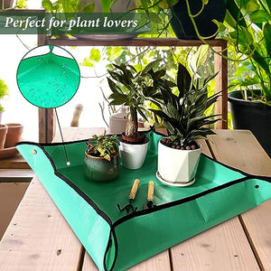 ZAFFIRO Large Potting Mat Plant Tray Repotting Mat 39.4 * 39.4 Inch,Garden Mat with Green Plant Lables and Hole Mesh Pads Outdoor Patio Indoor