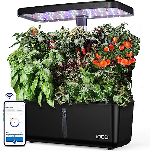 iDOO WiFi Hydroponics Growing System, Indoor Gardening System with LED Grow Light, APP Controlled Auto-Timer, Pump System, Smart Garden for Home Kitchen Gardening, 8 Pods, Height Up to 13.6"