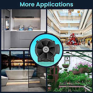 HG Power 6 Inch Inline Duct Fan with Variable Speed Controller, 469 CFM Booster Fan, Energy-saving EC Motor, 4300 RPM High Speed Grow Fan for Greenhouse, Grow Tents, Hydroponics Ventilation, Black