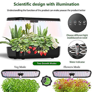 Hydroponics Growing System 12 Pods Herb Garden Indoor Herb Garden Starter Kit Auto Smart Garden Planter with Cycle Timing Function and Adjustable LED Lighting,Aeroponics Growing System,Herb Grower