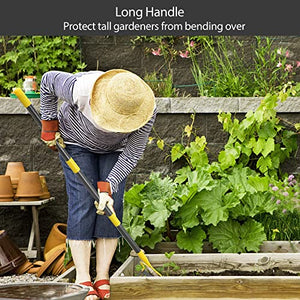 Garden Rake Metal, 12 Prongs 14" Wide Bow Rakes for Lawns Heavy Duty, Adjustable Rock Thatch Yard Rake for Leaves Gardening Loosening Soil Long Handle 32-45"