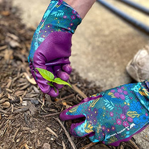 Wells Lamont Women's Botanical Print Nitrile Coated Work and Gardening Gloves, Medium (497M)