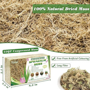 Halatool 1.1LBS Natural Sphagnum Moss for Plants 25 QT Premium Peat Moss Dried Long Fiber Orchid Moss for Orchid Repotting Carnivorous Succulents Garden Flowers Crafts Terrarium and Reptiles
