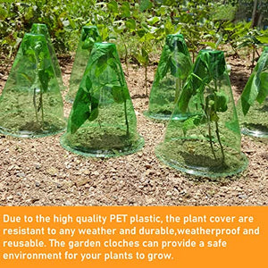 【12 Pieces】 Garden Cloches for Plants, Multifunctional Plant Covers Plant Protectors Transparent Bell Jar Cloches to Protect Plants from Birds, Slugs, Frost, Freeze Weather, 7.8" D x 9.4" H, Green