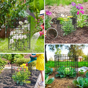Keten 5 Pack Plant Protector from Animals, 15pcs Metal Mesh to Keep Animals Out, 13.7'' Dia x 13.7'' H Plant Cages, Garden Protection Bunny Barricades from Chicken Squirrels for Flowers & Vegetables…