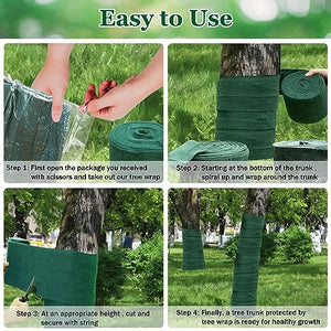 Riare 3 Pack 3-Layer Tree Protector Wraps- 65 Foot Cold-Proof Tree Trunk Wrap Guard Plants Bandage, Tree Wraps to Protect Bark Antifreeze Tree Tape Protect Shrub for Keep Warm & Moisturizing