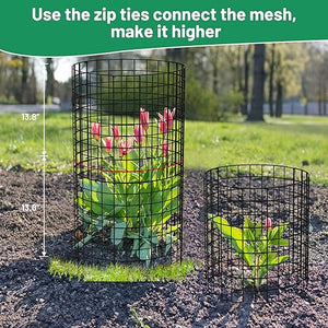 Keten 5 Pack Plant Protector from Animals, 15pcs Metal Mesh to Keep Animals Out, 13.7'' Dia x 13.7'' H Plant Cages, Garden Protection Bunny Barricades from Chicken Squirrels for Flowers & Vegetables…