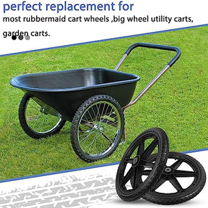20x1.95" Flat Free Cart Wheels Compatible with rubbermaid Wheelbarrow Wheels, 20" Flat Free Tires with 5/8" Bearing Replacement for rubbermaid Cart Wheels/Big Wheel Utility Carts/Lawn Carts-2PCS