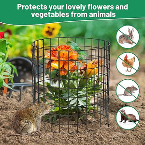 Keten 5 Pack Plant Protector from Animals, 15pcs Metal Mesh to Keep Animals Out, 13.7'' Dia x 13.7'' H Plant Cages, Garden Protection Bunny Barricades from Chicken Squirrels for Flowers & Vegetables…