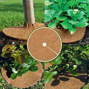 Legigo 4pcs Coconut Fiber Mulch Ring Tree Plant Protector Mat, 18 Inch Natural Coco Coir Tree Protection Ring Plant Pot Soil Cover, Tree Rings Disc Plant Cover for Indoor Outdoor Plants,Landscaping
