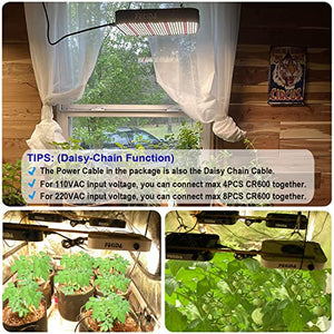 FECiDA 2023 Best LED Grow Lights for Indoor Plants Full Spectrum, Seed Starting Seedlings Vegetable Pepper Hanging Growing Lamps, Daisy Chain Function, Quiet Built-In Fan, Dimmable, 600W