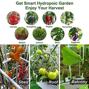 Smart Hydroponic Growing System,7L Indoor Hydroponic Garden Kit with LED Grow Light for Herb,Zucchini,Tomato,Pepper,Unique Gifts for Beginner,Wife,Husband,Dad (60" Trellis Without LED)