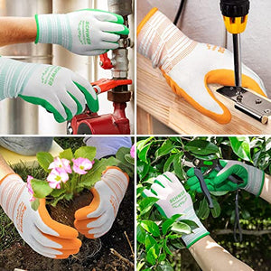 Schwer 9 Pairs Gardening Gloves for Women and Ladies, Breathable Rubber Coated Yard Garden Gloves, Outdoor Protective Work Gloves with Grip, Medium Size Fits Most