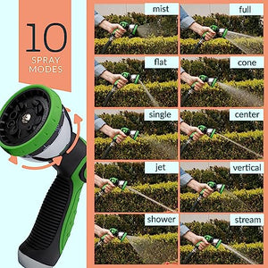 ALMA Garden Hose Nozzle Sprayer with THUMB CONTROL ON OFF VALVE - 10 Spray Pattern Perfect Garden Water Hose Sprayer Nozzle for Outdoor - Hose Head Attachment Gun Handle Nozzles