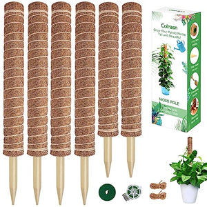 Moss Pole for Plants Monstera, Extra-Long 115 inch Moss Stick for Climbing Plants, 4 Pcs 20.5" and 2 Pcs 16.5" Coco Coir Pole for Indoor Potted Plants Grow Upwards, Totem Pole Plant Support