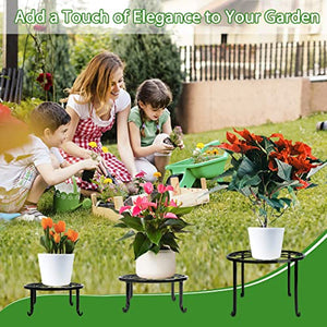 Metal Plant Stand 5 Pack Plant Stands for Indoor Outdoor Plants Multiple Heavy Duty Flower Pot Stand Holder Rustproof Iron Round Plant Shelf for Planter Outdoor Plant Stand for Patio & Garden Decor (Black)