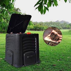 Large Composting Tumbler, 115 Gallon Farm Composter, Oversized Outdoor Trash Can, Big Yard Waste Bins with Multi Vent, Garden Compost Bin with 4 Door