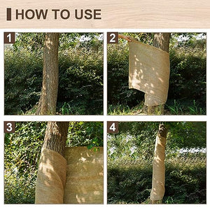 Ecmln 23.6in x 16.4ft Burlap Tree Wrap Rolls, Burlap Fabric Tree Trunk Protector,Burlap Plants Wrap Bandage-Antifreeze Bandage bark Protector Wrap for Keeping Warm and Moisturizing (Brown)