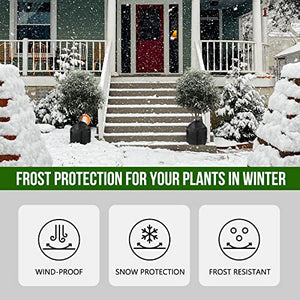 2PCS Plants Winter Protection Pot, 21.7" x 17.7" Flower Pot Cover for Winter Garden Pot Protector Plant Covers Freeze Protection with Drawstring and Zipper for Potted Plants Shrubs Trees Keep Warm