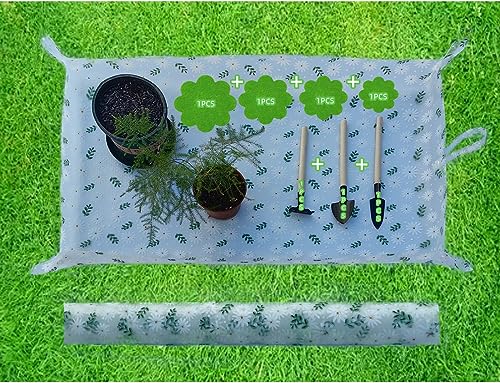 Oraony Potting Mat for Indoor Plants with Tools, Waterproof Clear Transplanting Foldable Planting Mat 17.7x27.6 for Mess Control, Portable Gardening Mat Tray Unique Gift for Plant Lovers