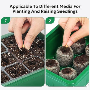 MIXC 10 Packs Seed Starter with Humidity Dome (120 Cells Total Tray) Growing Starting Seed Starting Trays Plant Starter and Base Mini Greenhouse Germination Kit