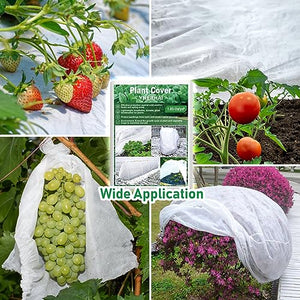 YNERHAI 10 ft x 50 ft Plant Covers Freeze Protection, Garden Frost Cloth Plant Covers for Winter Protection, Floating Row Cover Frost Blankets for Outdoor Plants (1.05 Oz/yd²)