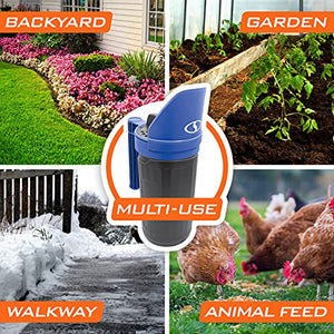 Snow Joe Sun Joe SJSPD1 Handheld All-Season Multi-Purpose Spreader, 5 lbs, w/Adjustable Dial Flow Control, Blue/Black