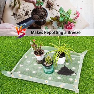 Azureblue Repotting Mat for Indoor Plants Waterproof Clear Potting Mat Foldable Plant Potting Repotting Tray Portable Gardening Tray to Control Mess for Indoor House Plants Succulents 31.5 x 23.6