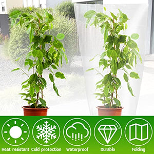 6 Pcs Plant Covers Freeze Protection Winter Plant Film Cover Plastic Clear Plant Shelter Bags Waterproof Frost Cloth for Outdoor Plants Greenhouse Garden Rain Frost Protection (27.6 x 43.3 Inch)